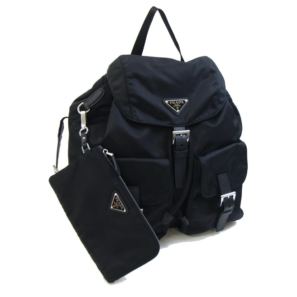 Prada Backpack 1BZ811 Black Nylon Leather Rucksack Daypack for Women PRADA